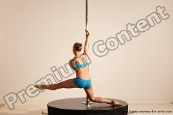 Underwear Gymnastic poses Woman White Moving poses Slim long blond Dynamic poses Academic